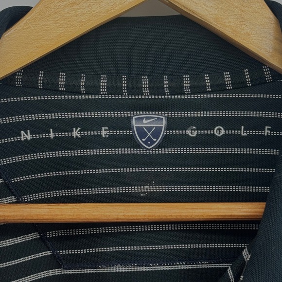 Nike Golf Men XXL Black White Striped Short Sleeve Polo Shirt Casual Lightweight - Picture 4 of 7